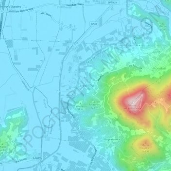 Topografische Karte Carbonara, Höhe, Relief