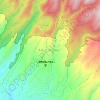 Topografische Karte Gede Pangrango, Höhe, Relief