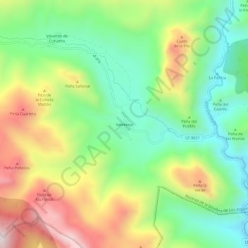 Topografische Karte Valdeteja, Höhe, Relief