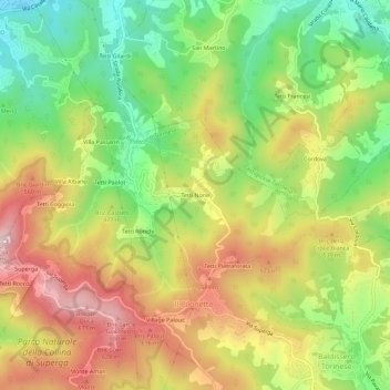 Topografische Karte Tetti None, Höhe, Relief