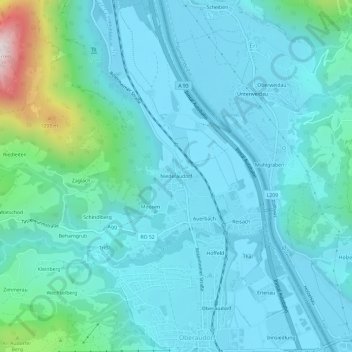 Topografische Karte Niederaudorf, Höhe, Relief