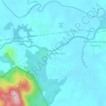 Topografische Karte Kampung Bongsu, Höhe, Relief