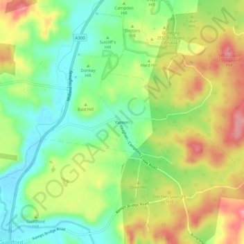 Topografische Karte Yapeen, Höhe, Relief