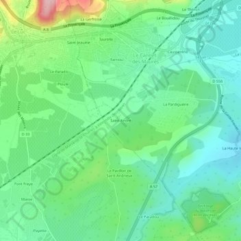 Topografische Karte Saint-André, Höhe, Relief