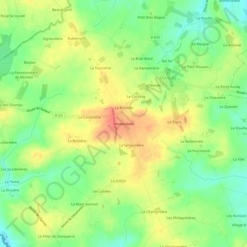 Topografische Karte Montrobert, Höhe, Relief