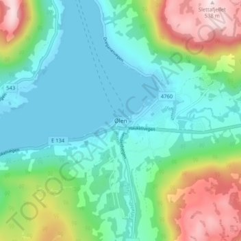 Topografische Karte Ølen, Höhe, Relief