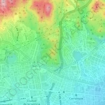 Topografische Karte Cerro de la Tortuga, Höhe, Relief