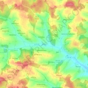 Topografische Karte Ranzing, Höhe, Relief