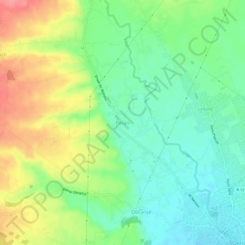Topografische Karte Peran, Höhe, Relief