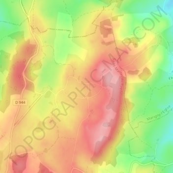 Topografische Karte Vésigneux, Höhe, Relief