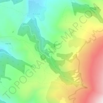 Topografische Karte Pllajnik, Höhe, Relief