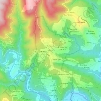 Topografische Karte Seyras, Höhe, Relief
