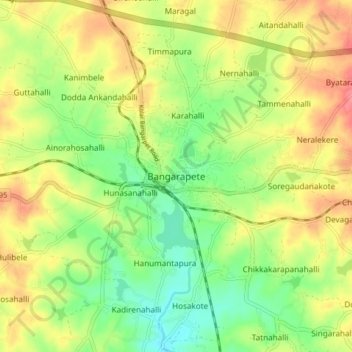 Topografische Karte Bangarapete, Höhe, Relief