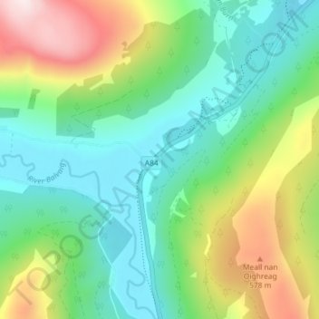 Topografische Karte Kingshouse, Höhe, Relief