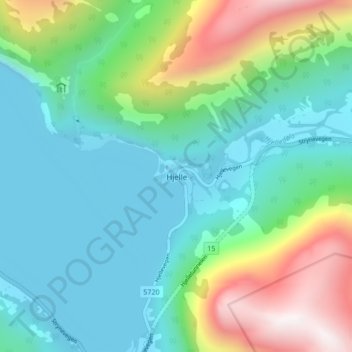 Topografische Karte Hjelle, Höhe, Relief