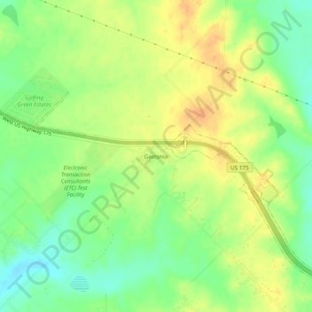 Topografische Karte Gastonia, Höhe, Relief