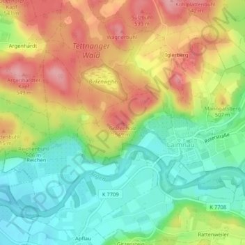 Topografische Karte Grafenholz, Höhe, Relief