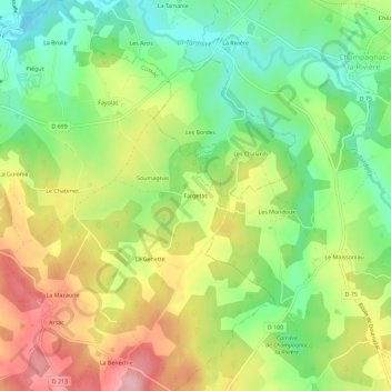 Topografische Karte Fargetas, Höhe, Relief