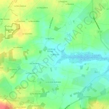 Topografische Karte Le Brossay, Höhe, Relief
