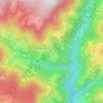 Topografische Karte Afing, Höhe, Relief