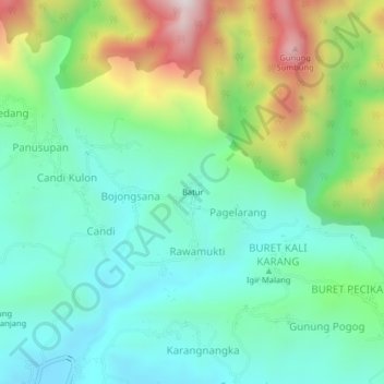 Topografische Karte Batur, Höhe, Relief