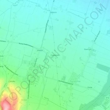 Topografische Karte Carpaneto, Höhe, Relief