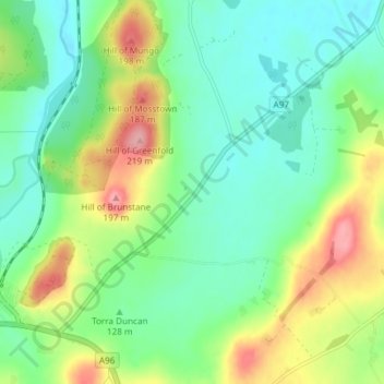 Topografische Karte Hillockhead, Höhe, Relief