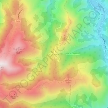 Topografische Karte Ireiko Kaskoa, Höhe, Relief