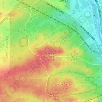 Topografische Karte Cerro de Garabitas, Höhe, Relief