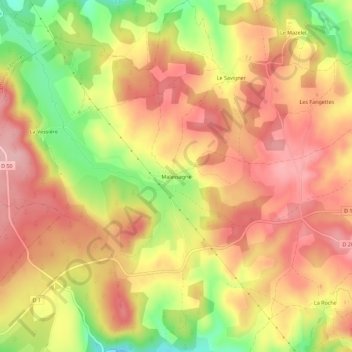 Topografische Karte Malassagne, Höhe, Relief