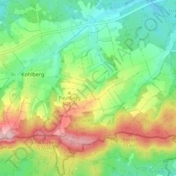 Topografische Karte Artesgrün, Höhe, Relief