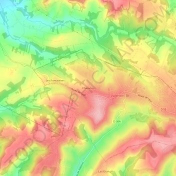 Topografische Karte Chapulay, Höhe, Relief