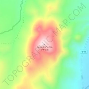 Topografische Karte Cerro Cañañan, Höhe, Relief