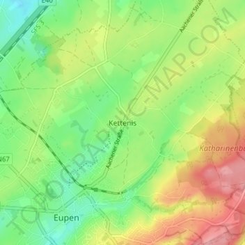 Topografische Karte Kettenis, Höhe, Relief
