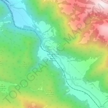 Topografische Karte Castello di Corno, Höhe, Relief