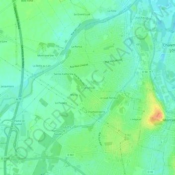 Topografische Karte Chantaloup, Höhe, Relief