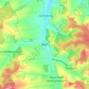 Topografische Karte Penk, Höhe, Relief