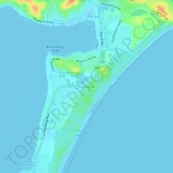 Topografische Karte Korongulla, Höhe, Relief
