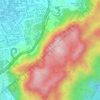 Topografische Karte Saga Top, Höhe, Relief