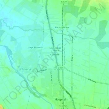 Topografische Karte Carretera, Höhe, Relief
