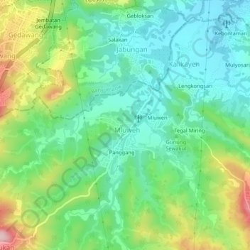 Topografische Karte Karanggawang, Höhe, Relief