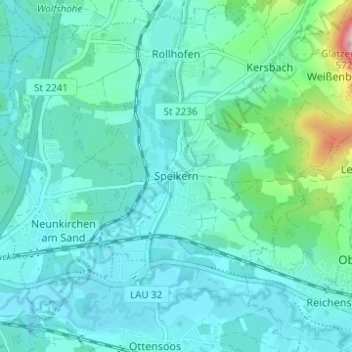 Topografische Karte Speikern, Höhe, Relief