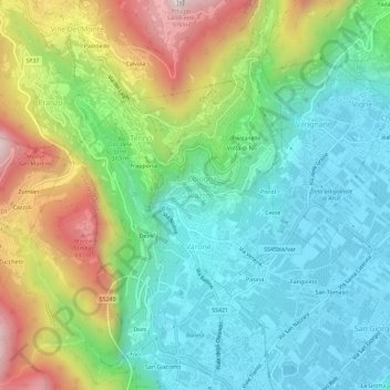 Topografische Karte Gavazzo, Höhe, Relief