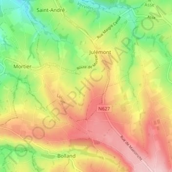 Topografische Karte Loneux, Höhe, Relief