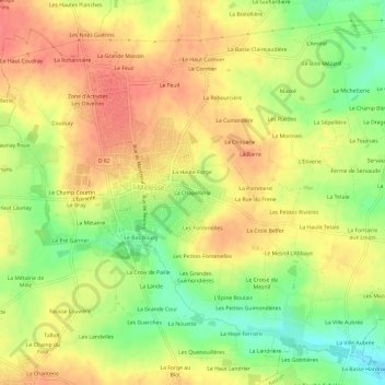 Topografische Karte La Chapellerie, Höhe, Relief