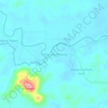 Topografische Karte Kampung Matang, Höhe, Relief