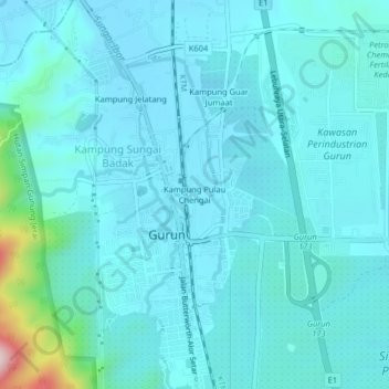 Topografische Karte Chengai Island Village, Höhe, Relief