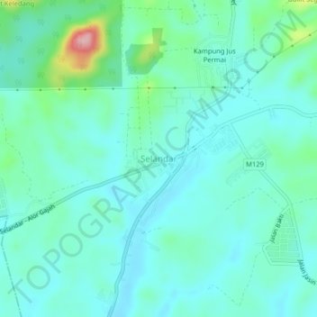 Topografische Karte Selandar, Höhe, Relief