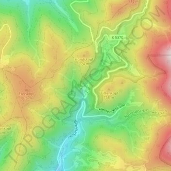 Topografische Karte Allerheiligen-Wasserfälle, Höhe, Relief