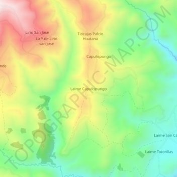 Topografische Karte Laime Capulispungo, Höhe, Relief